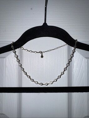 LOFT Gold Tone Crystal Station Necklace with Clear Stones